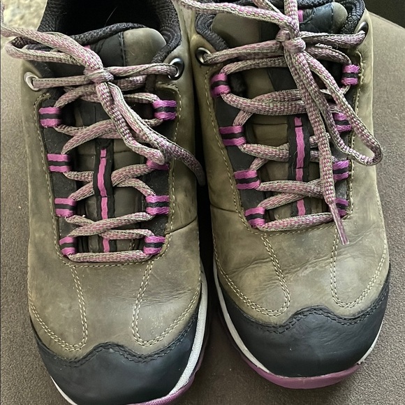 Merrell Womens Olive & Purple Trail Sneakers Outdoor Comfort - Picture 3 of 7